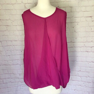 Zenobia Pink Asymmetrical Faux Wrap Sleeveless Top